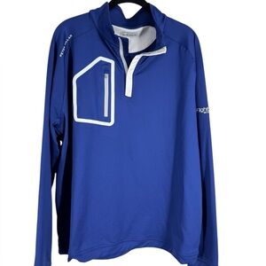 Peter Millar Forge 1/4 zip blue long sleeve shirt Large